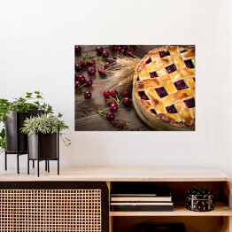 Plakat Słodkie domowe ciasto wiśniowe