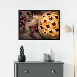 Obraz w ramie Słodkie domowe ciasto wiśniowe