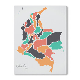Obraz na płótnie Kolorowa mapa Kolumbii ze stanami na białym tle