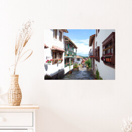 Plakat samoprzylepny Ładna ulica w Pueblito Boyacense, Kolumbia
