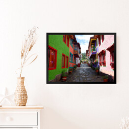 Obraz w ramie Barwne domy w Pueblito Boyacense, Kolumbia
