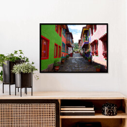 Plakat w ramie Barwne domy w Pueblito Boyacense, Kolumbia