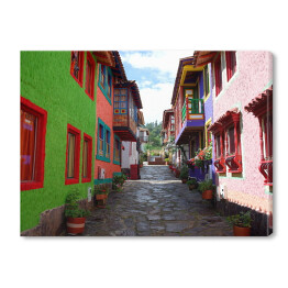 Obraz na płótnie Barwne domy w Pueblito Boyacense, Kolumbia