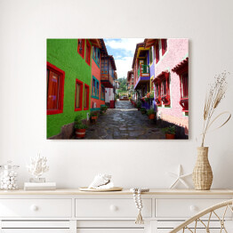 Obraz na płótnie Barwne domy w Pueblito Boyacense, Kolumbia