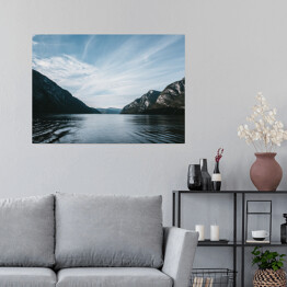 Plakat samoprzylepny Spokojne jezioro w Norwegii
