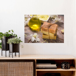 Plakat Ręcznie robione mydło i olejek z białej orchidei