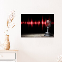 Plakat Retro mikrofon na czerwono czernym tle