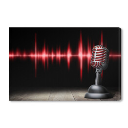 Obraz na płótnie Retro mikrofon na czerwono czernym tle