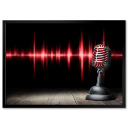 Plakat w ramie Retro mikrofon na czerwono czernym tle