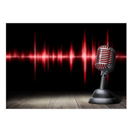 Plakat samoprzylepny Retro mikrofon na czerwono czernym tle