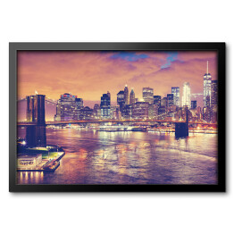 Obraz w ramie Panoramiczny obraz Nowego Jorku w nocy w stonowanych barwach