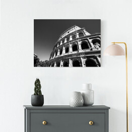 Obraz na płótnie Widok Koloseum w Rzymie, Włochy - czarno biała ilustracja