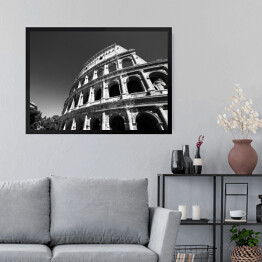 Obraz w ramie Widok Koloseum w Rzymie, Włochy - czarno biała ilustracja