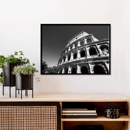 Plakat w ramie Widok Koloseum w Rzymie, Włochy - czarno biała ilustracja