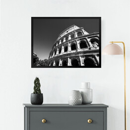 Obraz w ramie Widok Koloseum w Rzymie, Włochy - czarno biała ilustracja