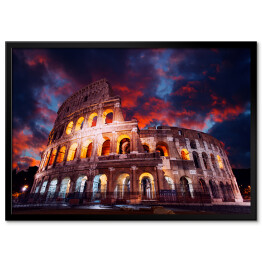 Plakat w ramie Koloseum w nocy, Rzym, Włochy