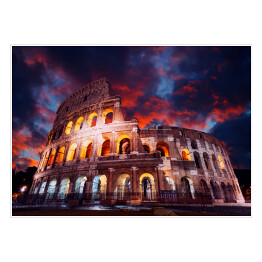 Plakat samoprzylepny Koloseum w nocy, Rzym, Włochy