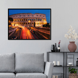 Plakat w ramie Koloseum w Rzymie w nocy, efekt long exposure