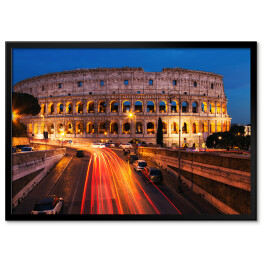 Plakat w ramie Koloseum w Rzymie w nocy, efekt long exposure