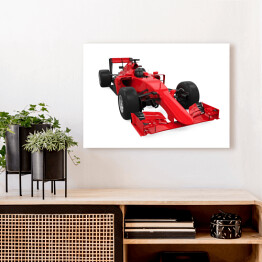 Obraz na płótnie Czerwony samochód wyścigowy Formuły 1 na białym tle