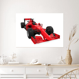 Czerwony samochód wyścigowy Formuły 1 na białym tle
