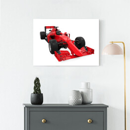 Czerwony samochód wyścigowy Formuły 1 na białym tle