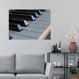Plakat Klawisze fortepianu z ciepłym światłem - widok z boku 