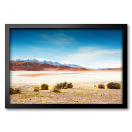 Obraz w ramie Stepy i ośnieżone góry Altiplano, Boliwia