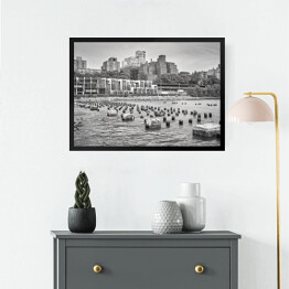 Obraz w ramie Czarno biały obrazek nabrzeża Brooklyn Heights, Nowy Jork