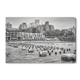 Obraz na płótnie Czarno biały obrazek nabrzeża Brooklyn Heights, Nowy Jork
