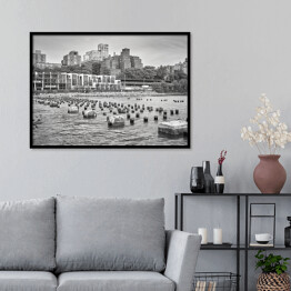 Plakat w ramie Czarno biały obrazek nabrzeża Brooklyn Heights, Nowy Jork