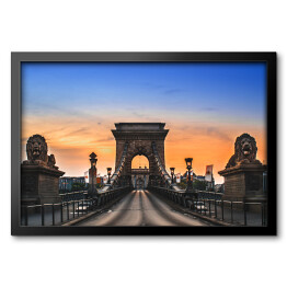 Obraz w ramie Łańcuszkowy most w Budapeszcie o wschodzie słońca