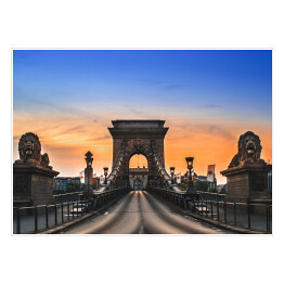 Plakat samoprzylepny Łańcuszkowy most w Budapeszcie o wschodzie słońca