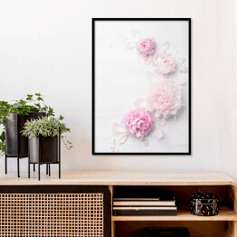 Plakat w ramie Piękny kwiat różowej piwonii