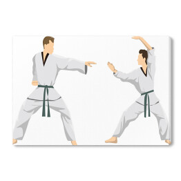 Obraz na płótnie Para sportowców - trening Taekwondo