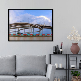 Plakat w ramie Panorama dużego mostu Bhumibol w Tajlandii