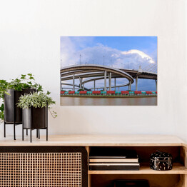 Plakat Panorama dużego mostu Bhumibol w Tajlandii