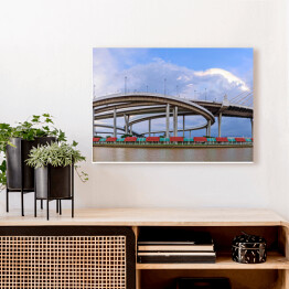 Obraz na płótnie Panorama dużego mostu Bhumibol w Tajlandii