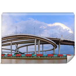 Fototapeta Panorama dużego mostu Bhumibol w Tajlandii
