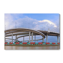 Obraz na płótnie Panorama dużego mostu Bhumibol w Tajlandii
