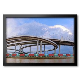 Obraz w ramie Panorama dużego mostu Bhumibol w Tajlandii