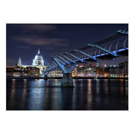Plakat samoprzylepny Katedra św. Pawła i Most Milenijny w nocy
