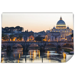 Fototapeta winylowa zmywalna Bazylika św. Piotra w Watykanie oświetlona złotymi światłami