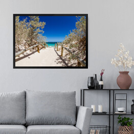 Obraz w ramie Wejście na rajską, piaszczystą plażę