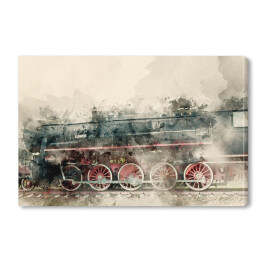 Obraz na płótnie Stare lokomotywy parowe XX wieku - akwarela