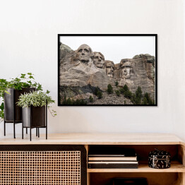 Plakat w ramie Mount Rushmore we mgle, Dakota
