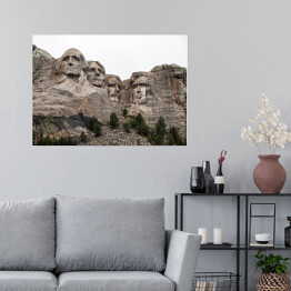 Plakat samoprzylepny Mount Rushmore we mgle, Dakota
