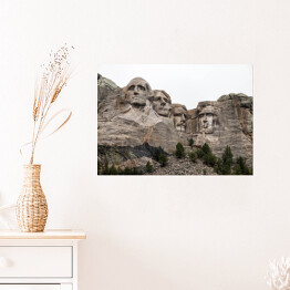 Plakat samoprzylepny Mount Rushmore we mgle, Dakota