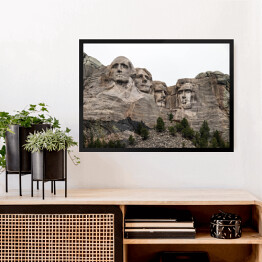 Obraz w ramie Mount Rushmore we mgle, Dakota
