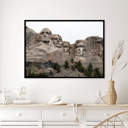 Plakat w ramie Mount Rushmore we mgle, Dakota